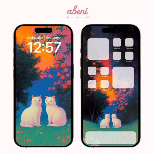 【Wallpaper】two white cats